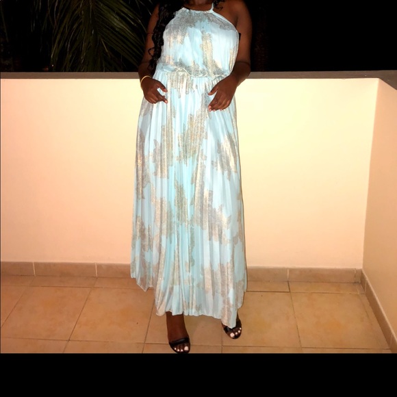 Light Blue Gold Dress - Picture 1 of 1